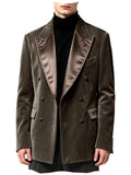 Blazer homme velours croisé à revers satinés – CLEVI Paris