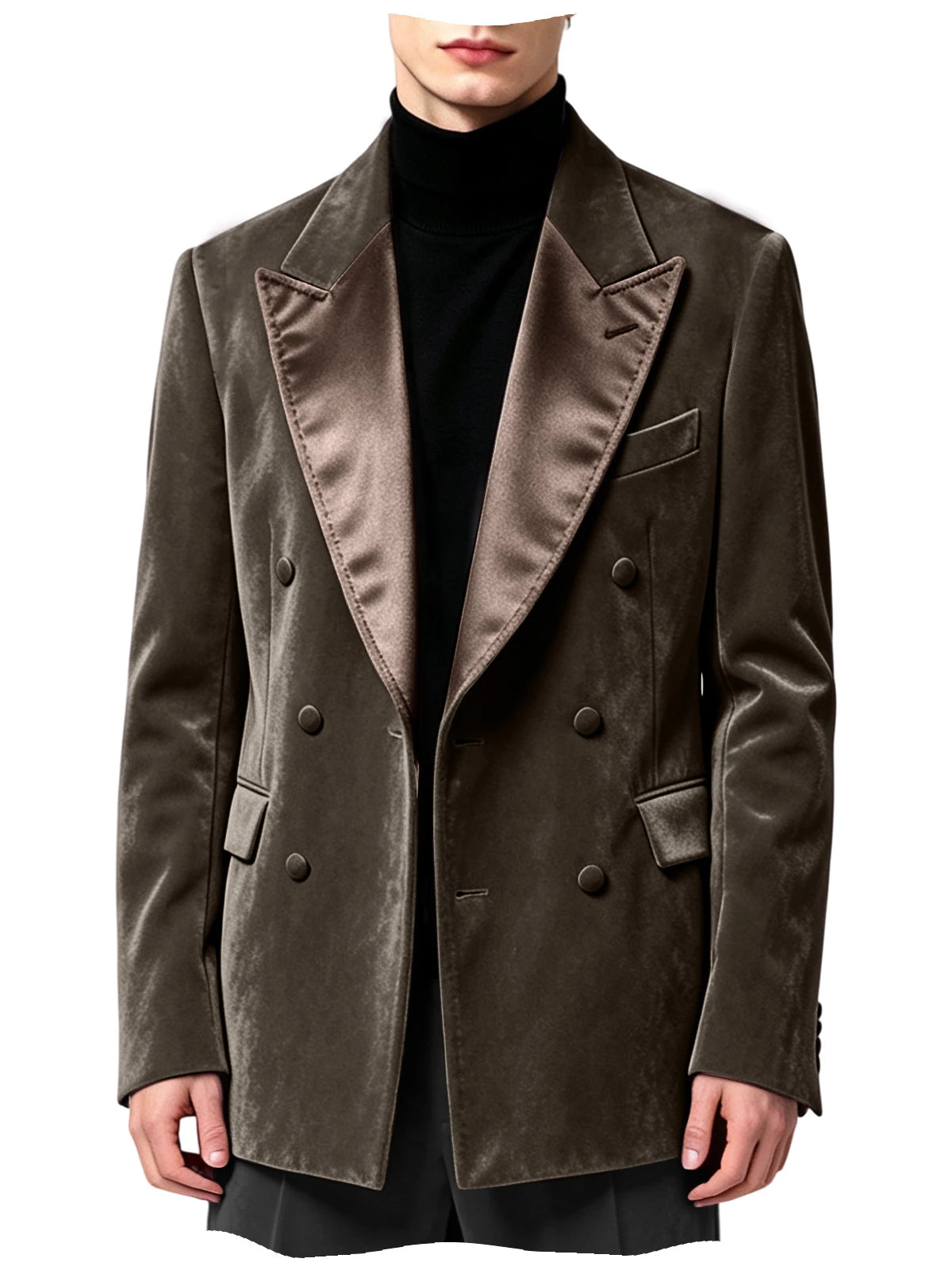 Blazer homme velours croisé à revers satinés – CLEVI Paris