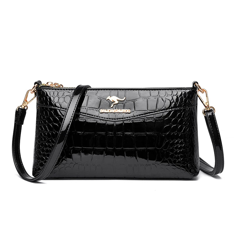 Sac Bandoulière Femme Cuir Verni Motif Croco – CLEVI Paris