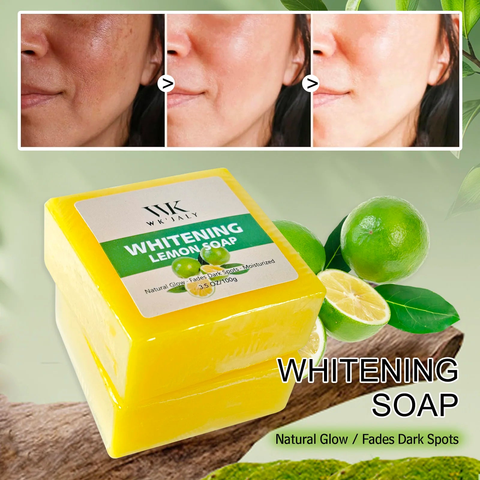 Savon Éclaircissant Citron WK'JALY – Glutathion, Acide Kojique & Beurre de Karé – CLEVI Paris