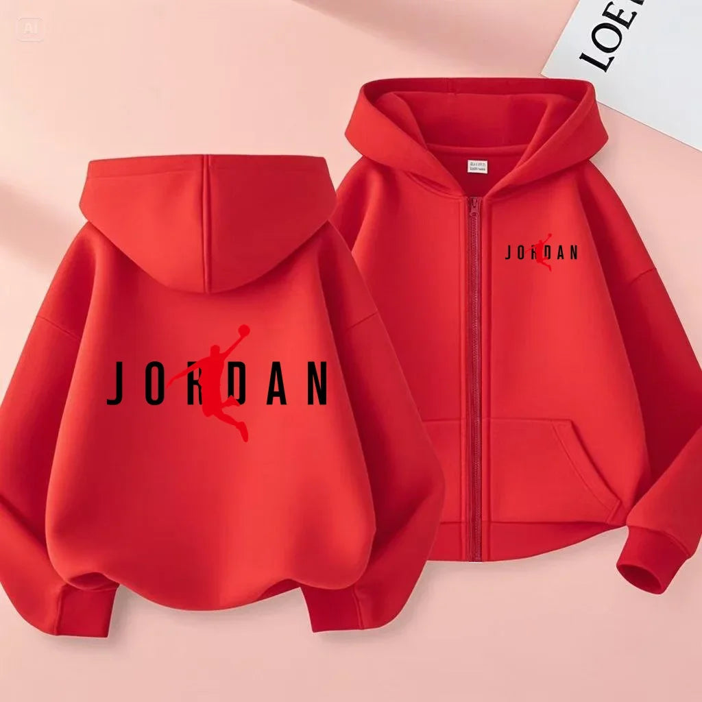 Sweat enfant à capuche zippé imprimé – CLEVI Paris