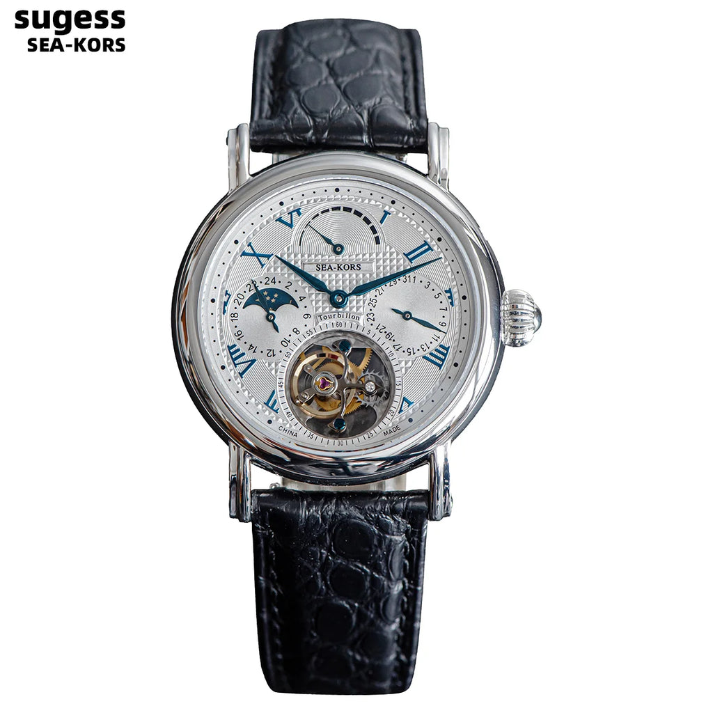Montre Homme Tourbillon Phase de Lune Squelette Sugess Seakors ST8007 – CLEVI Paris