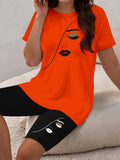 Ensemble 2 Pièces Femme T-Shirt & Short Imprimé Lettres – CLEVI Paris