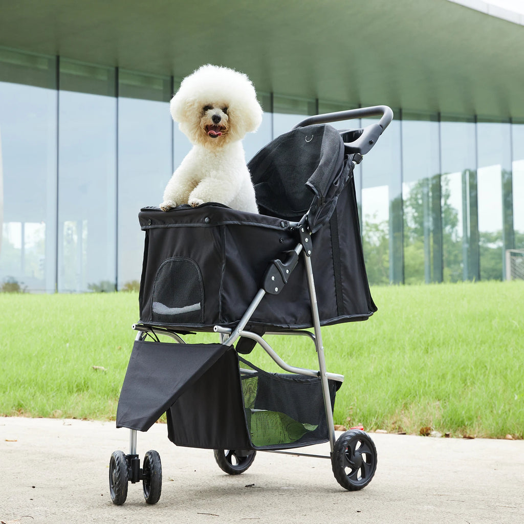 Poussette pliable 3 roues pour chien et chat – CLEVI Paris