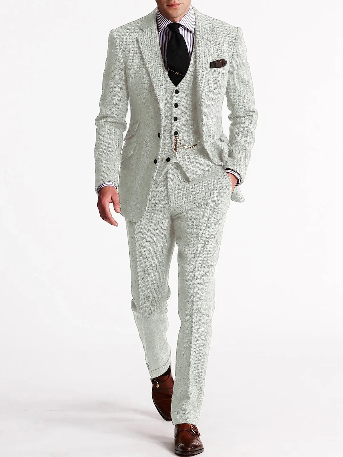 Costume homme en tweed 3 pièces – CLEVI Paris