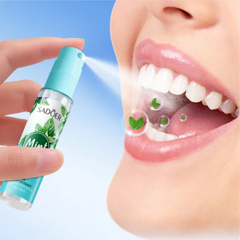 Spray Buccal Haleine Fraîche – Parfum Menthe ou Pêche, Anti-Mauvaise Haleine
