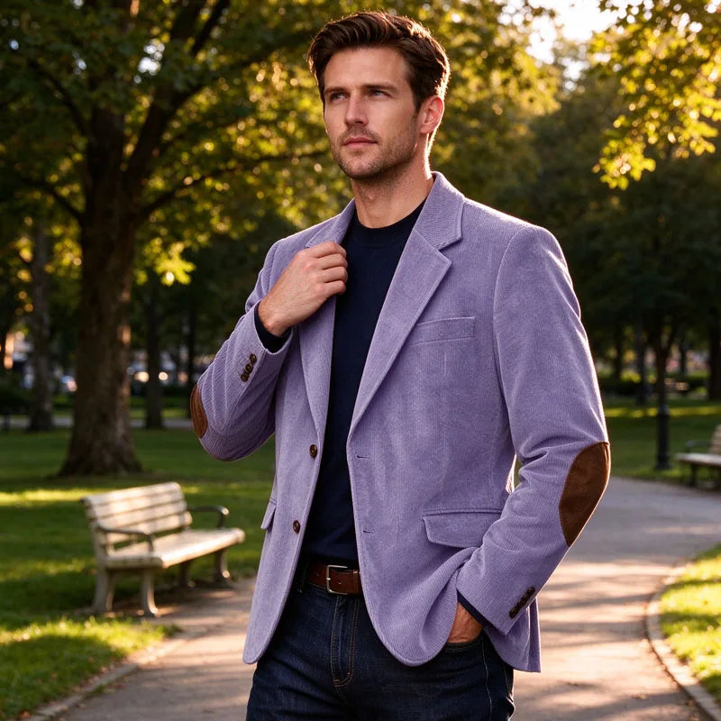 Blazer homme en velours côtelé à coudières – CLEVI Paris