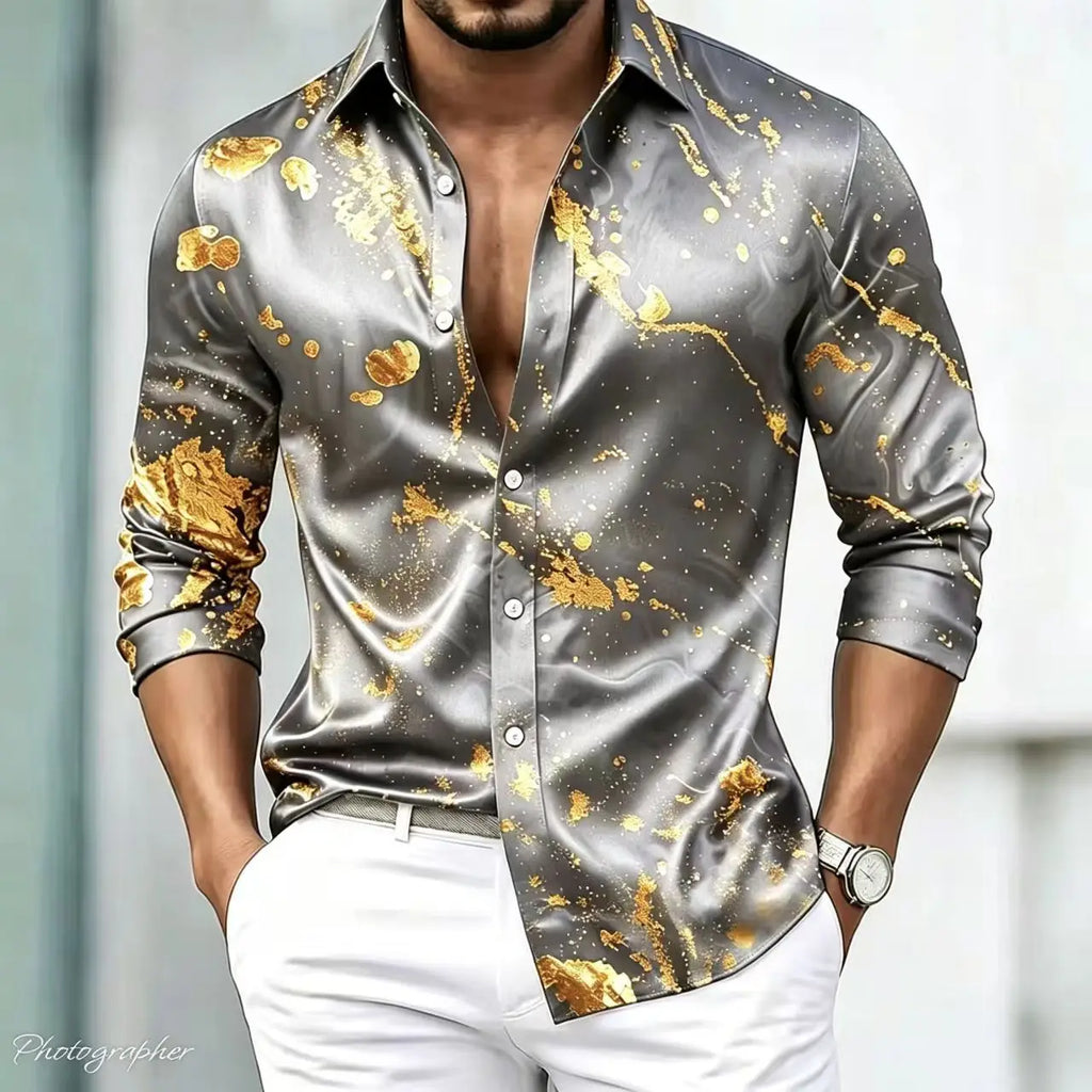Chemise Homme Satinée à Motif Imprimé – CLEVI Paris