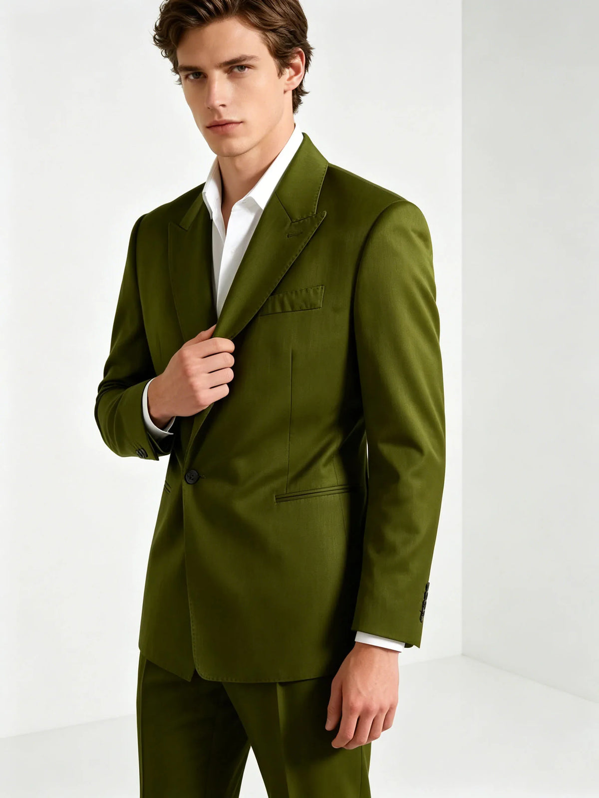 Costume 2 pièces en lin homme vert olive – CLEVI Paris