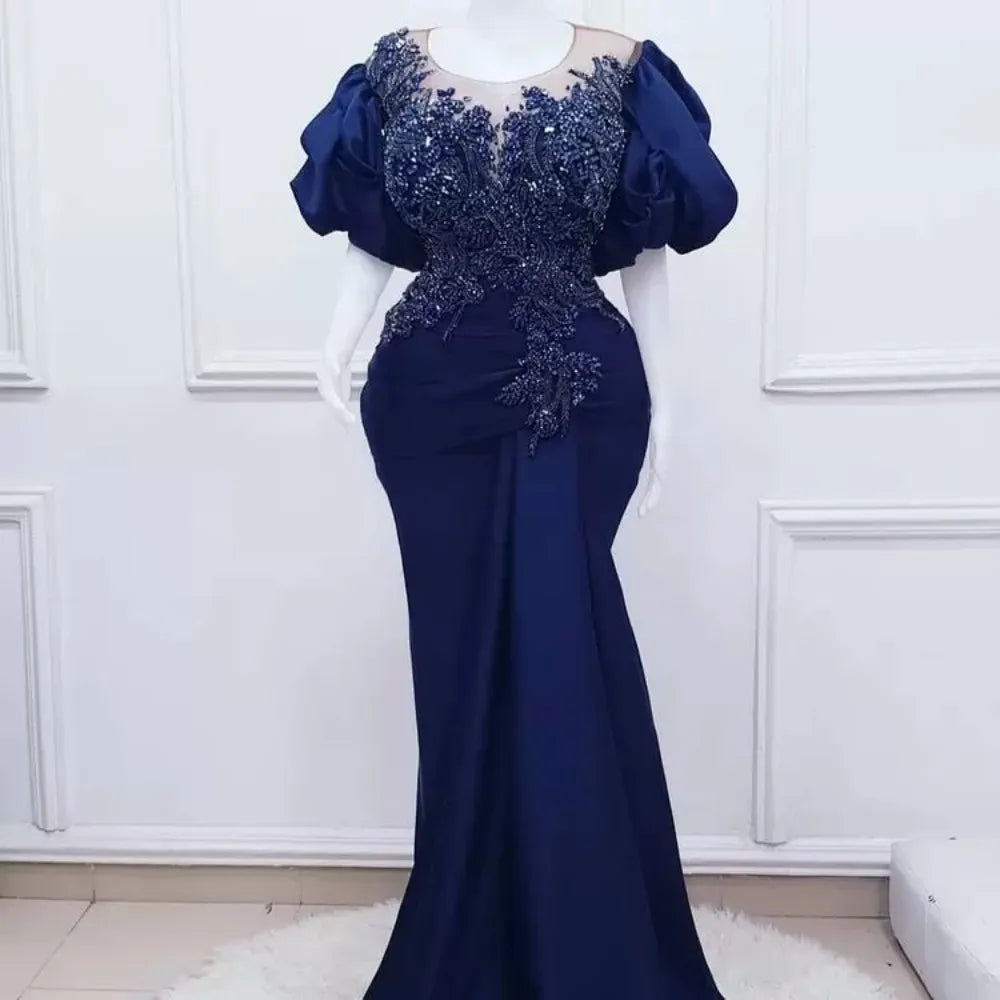Robe de soirée sirène à perles et appliqués – CLEVI Paris