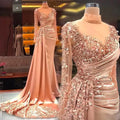 Robe de soirée sirène satinée à perles – CLEVI Paris