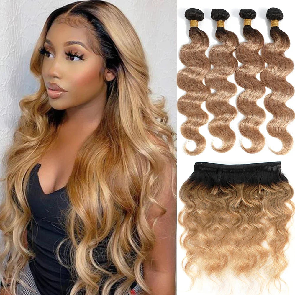 Extensions Cheveux Body Wave Ombré Miel 100% Cheveux Humains Brésiliens – CLEVI Paris