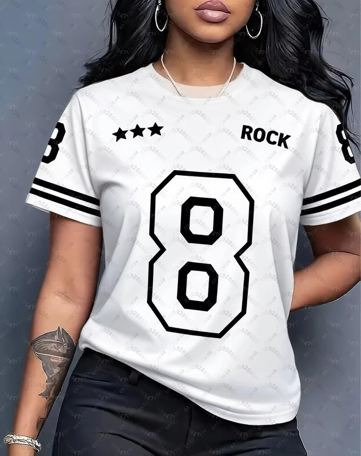 T-Shirt Femme Streetwear Imprimé Graphique Rock – CLEVI Paris