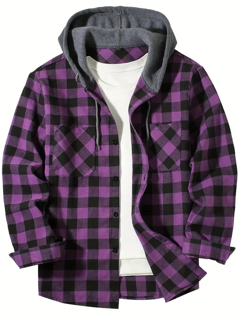Chemise homme à capuche à carreaux – CLEVI Paris