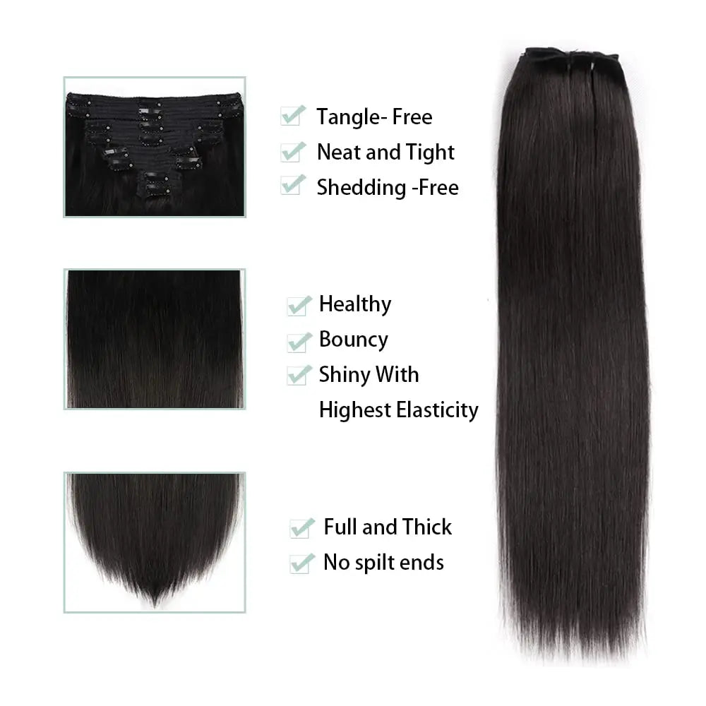 Extensions Clip-in Straight Cheveux Humains – CLEVI Paris