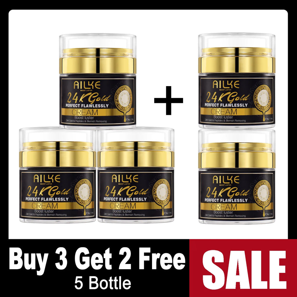 Gamme Soins AILKE 24K Gold Perfect Flawlessly – Crème, Savon & Huile Corps – Éclaircissant Anti-Taches – CLEVI Paris