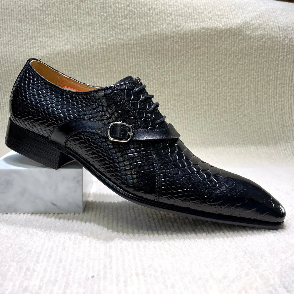 Oxford de Luxe Homme Cuir Véritable Bout Pointu Boucle | Noir & Marron – CLEVI Paris