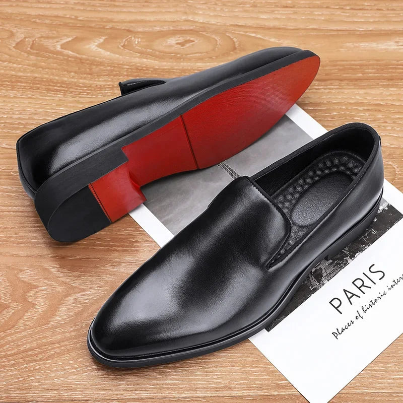 Mocassin Slip-On Cuir Verni Homme Bout Rond Business & Soirée Grande Taille – CLEVI Paris