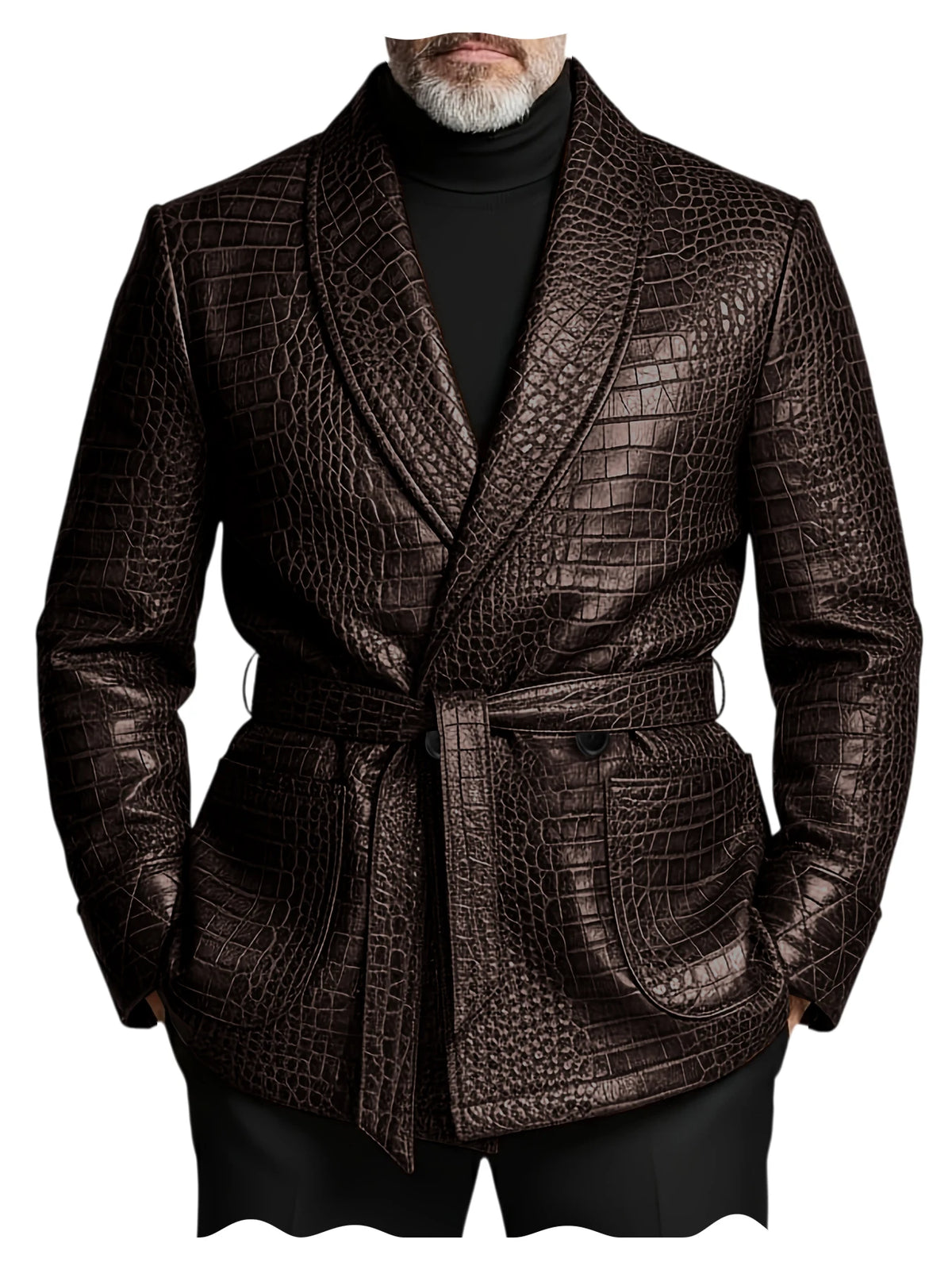 Blazer homme ceinturé à motif crocodile – CLEVI Paris