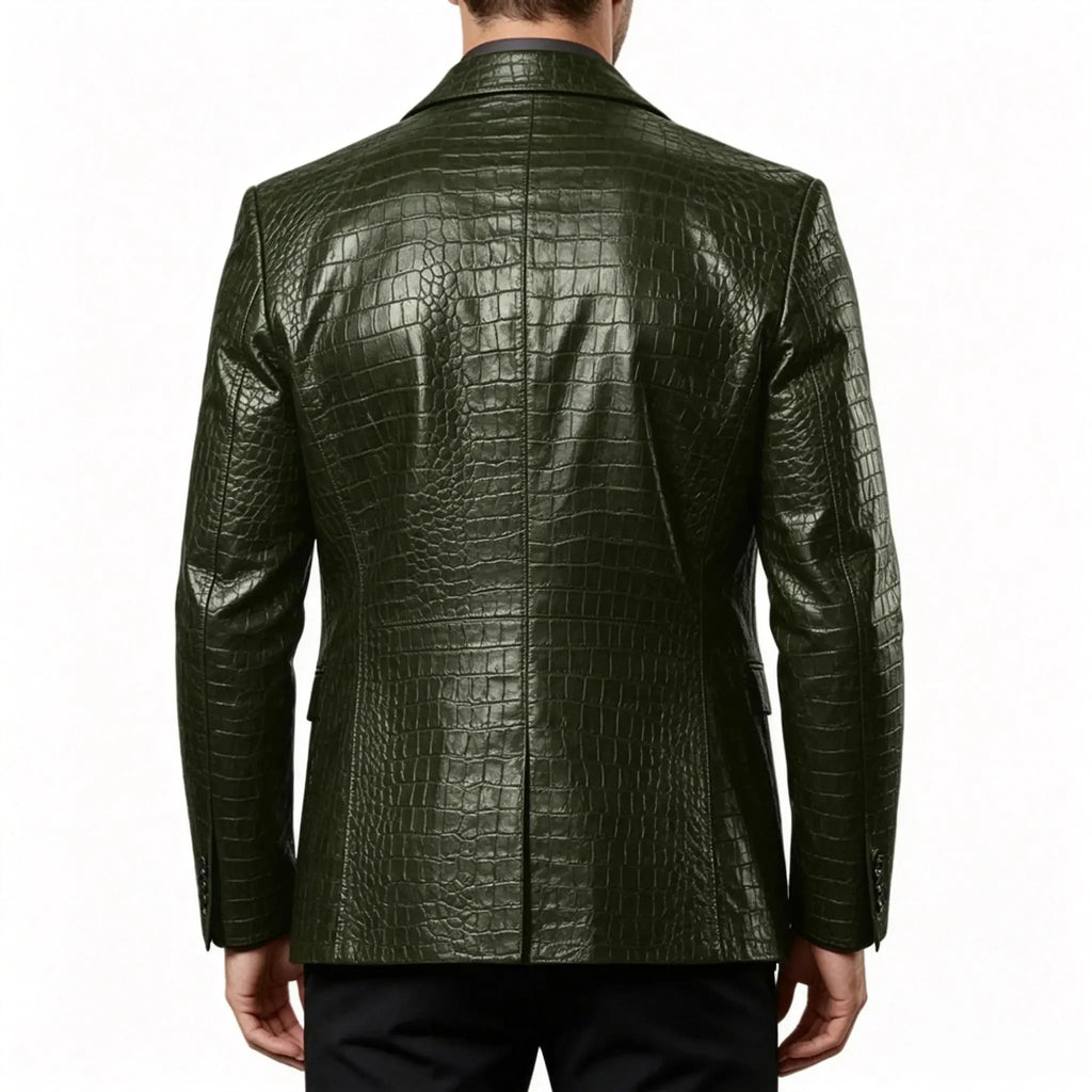 Blazer homme en simili cuir motif crocodile – CLEVI Paris