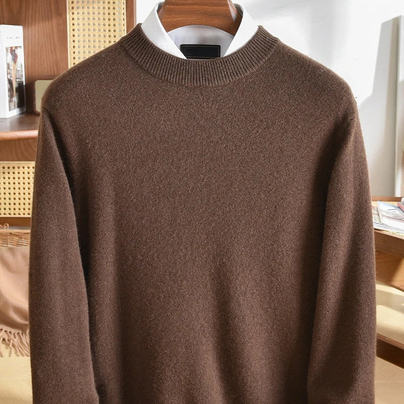 Pull homme en cachemire uni col rond – CLEVI Paris