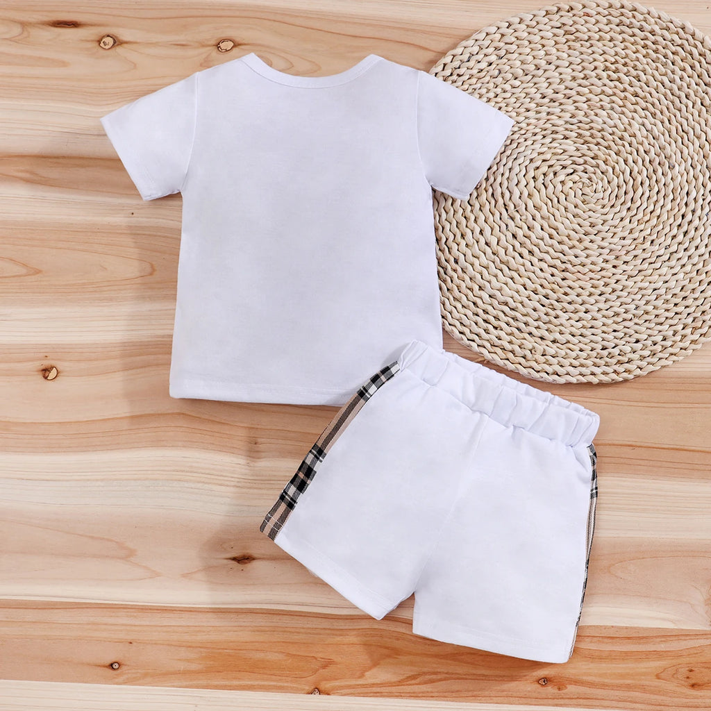 Ensemble bébé ours T-shirt et short à carreaux – CLEVI Paris