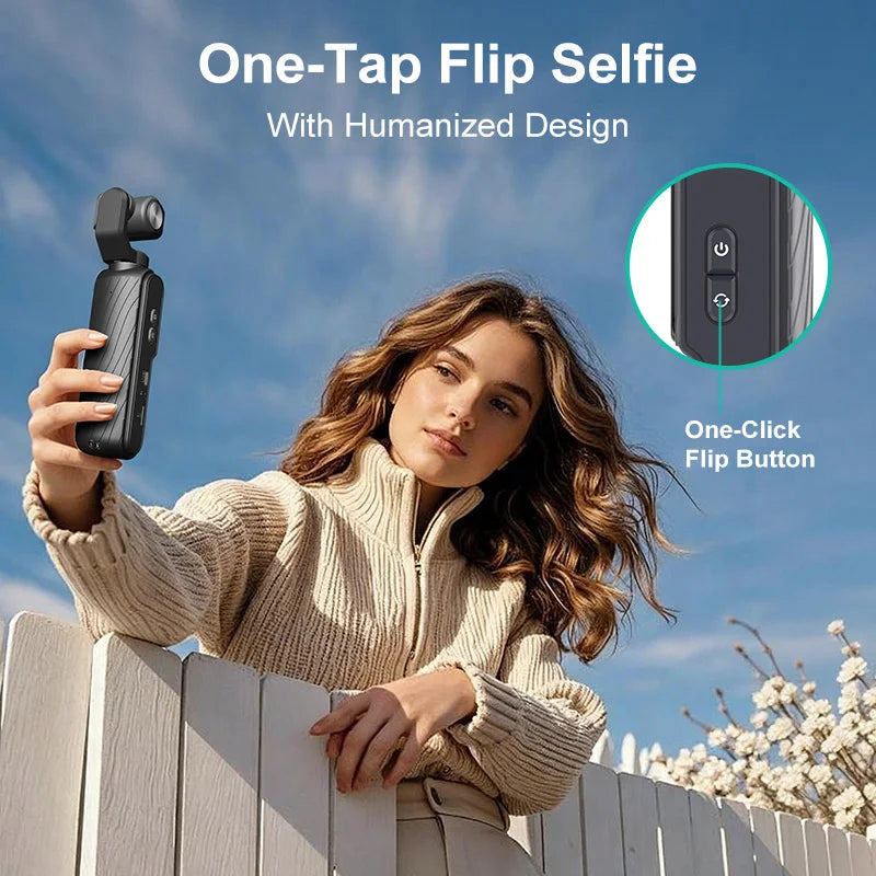 Caméra Sport 4K Ourlife M105 – Suivi Facial 330°, Gimbal, Écran Tactile 1,72" & 64 MP – CLEVI Paris