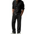 Ensemble 2 Pièces Homme Lin Chemise Manches Longues + Pantalon Style Casual Américain 4 Saisons – CLEVI Paris