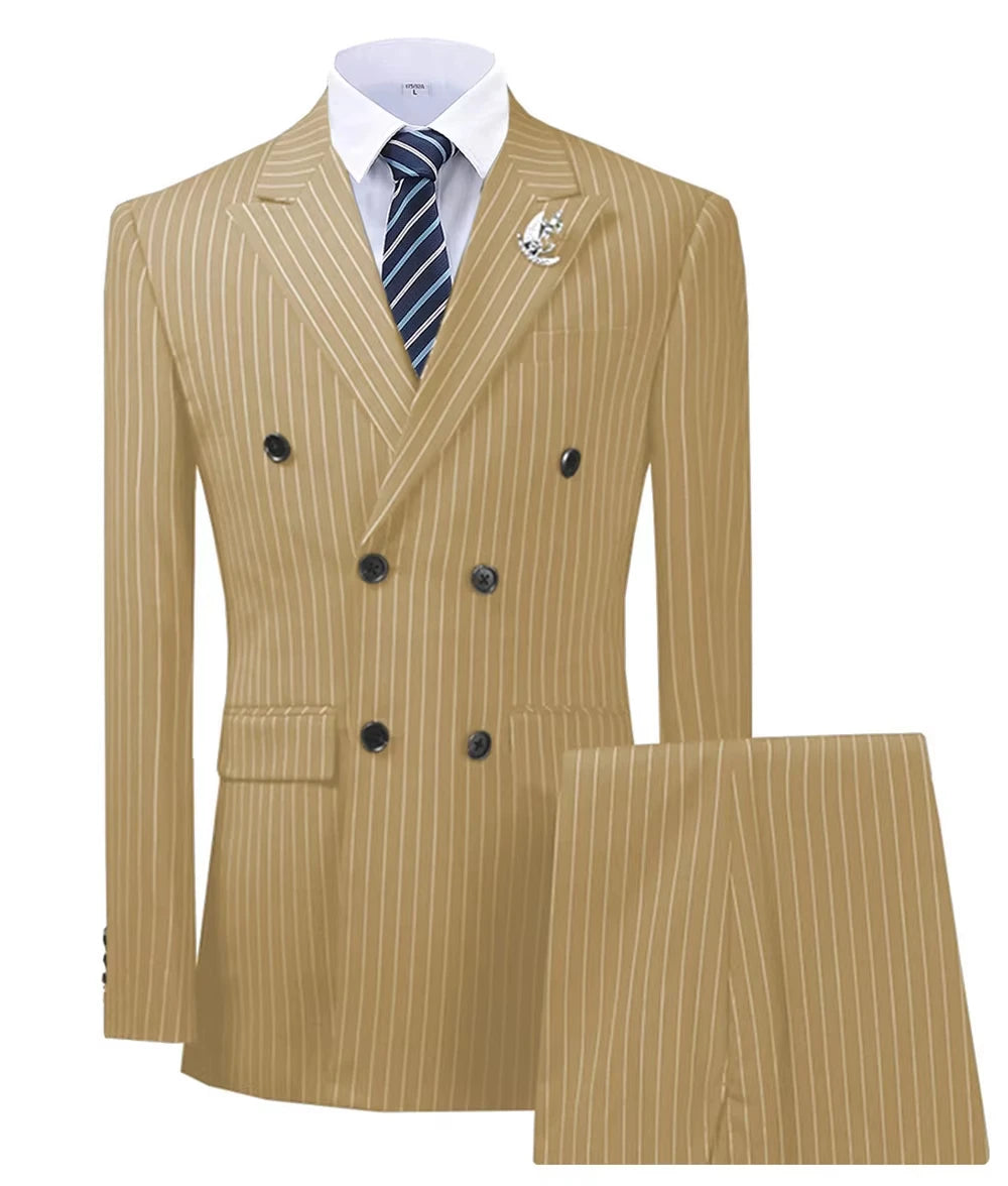 Costume 2 pièces homme rayé double boutonnage – CLEVI Paris