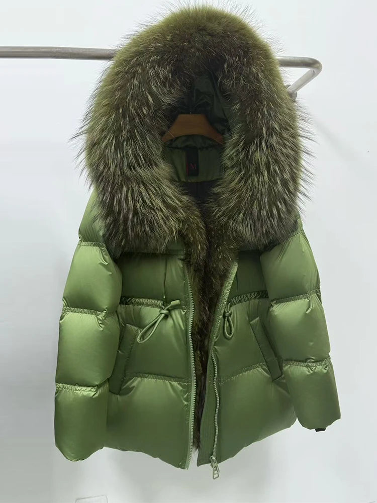 Parka duvet femme à capuche et fourrure – CLEVI Paris