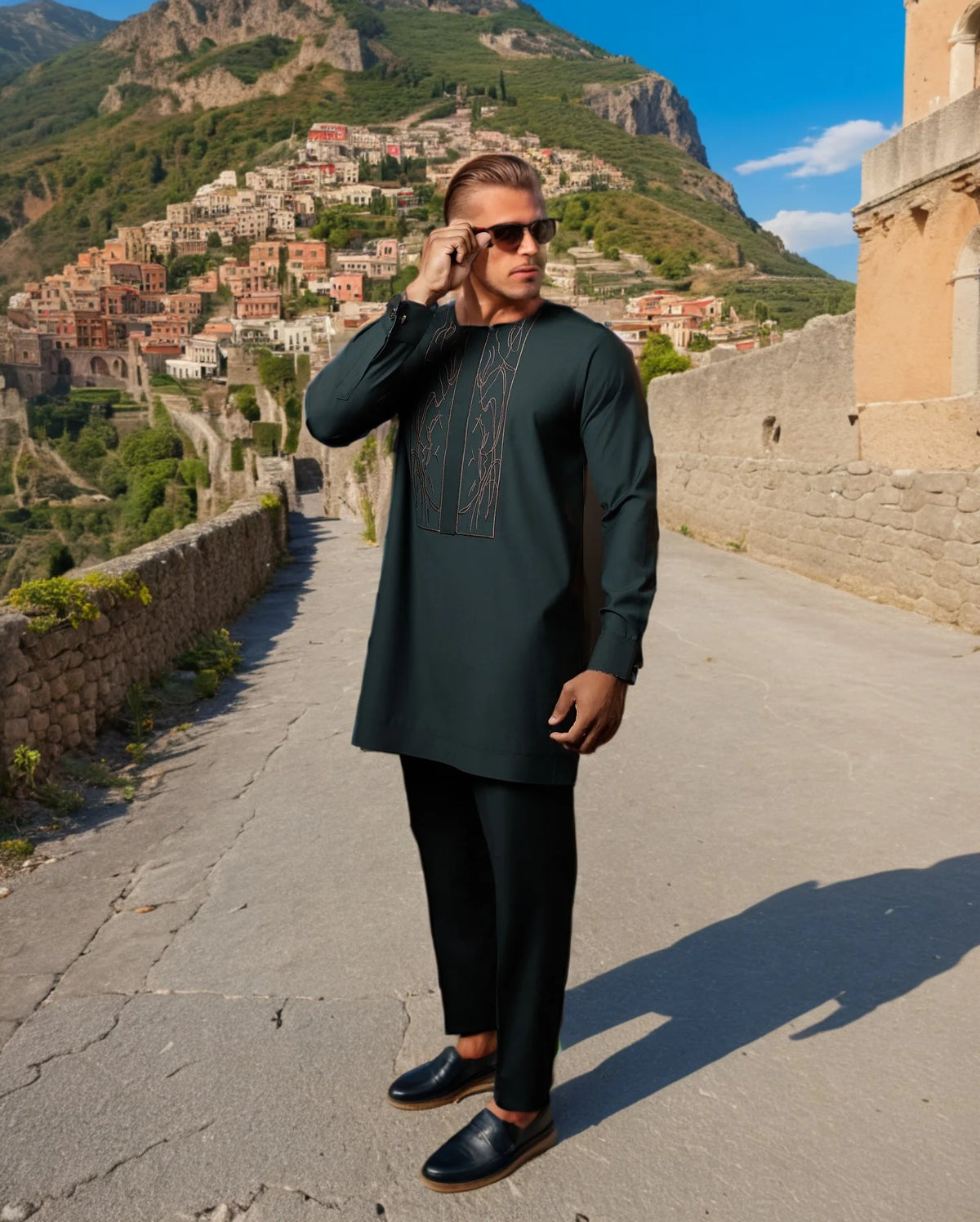 Ensemble Deux Pièces Kaftan Homme Brodé – CLEVI Paris
