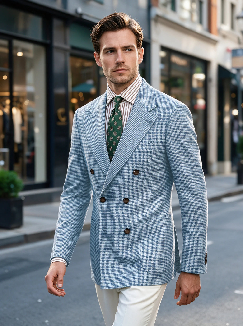 Blazer homme pied-de-poule à double boutonnage – CLEVI Paris