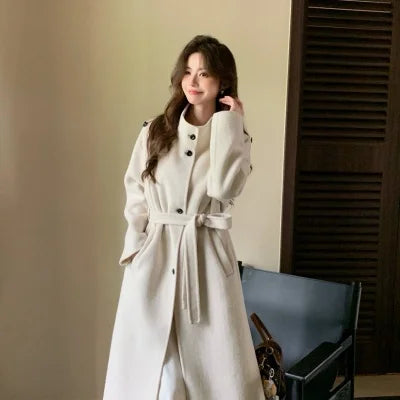 Manteau long femme en laine double face – CLEVI Paris