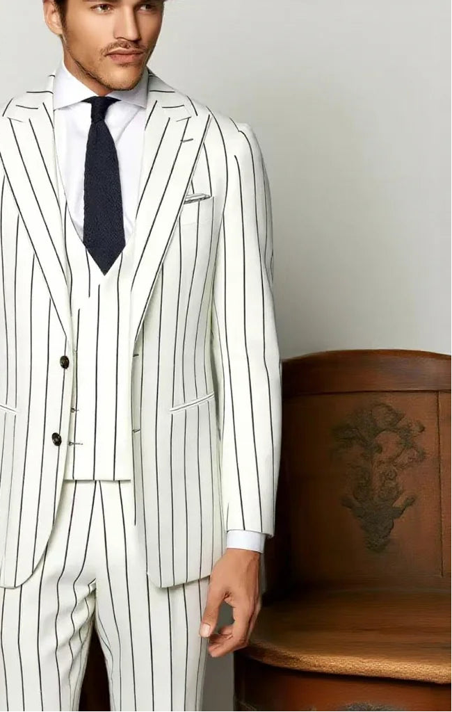 Costume homme 3 pièces à rayures – CLEVI Paris