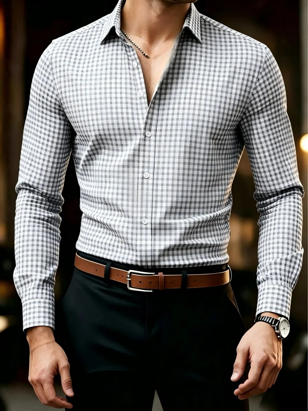 Chemise homme à carreaux classique – CLEVI Paris