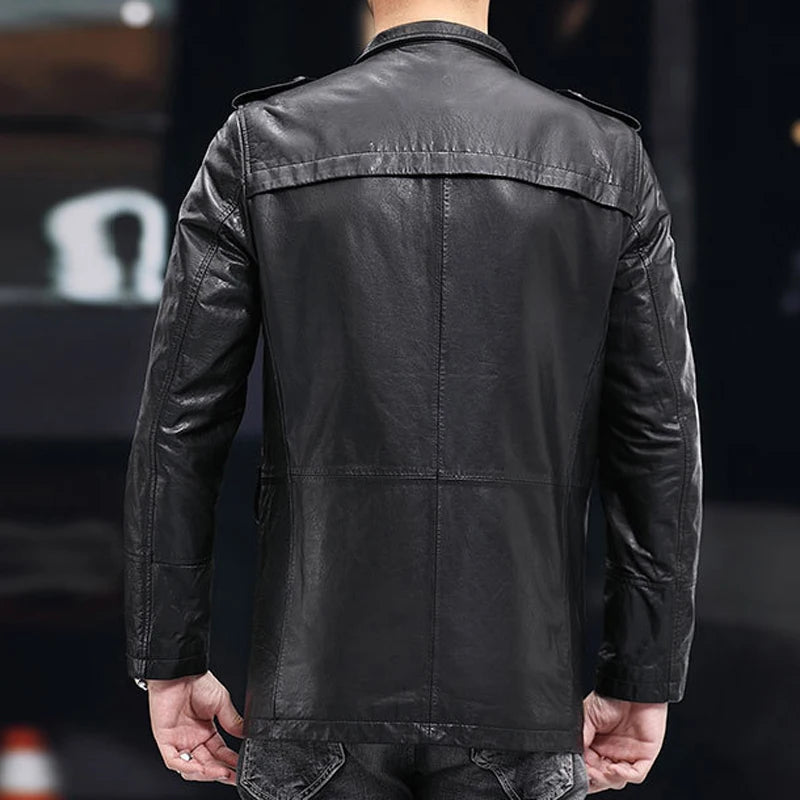 Veste homme en cuir boutonnée – CLEVI Paris