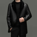 Manteau mi-long homme en cuir noir zippé – CLEVI Paris