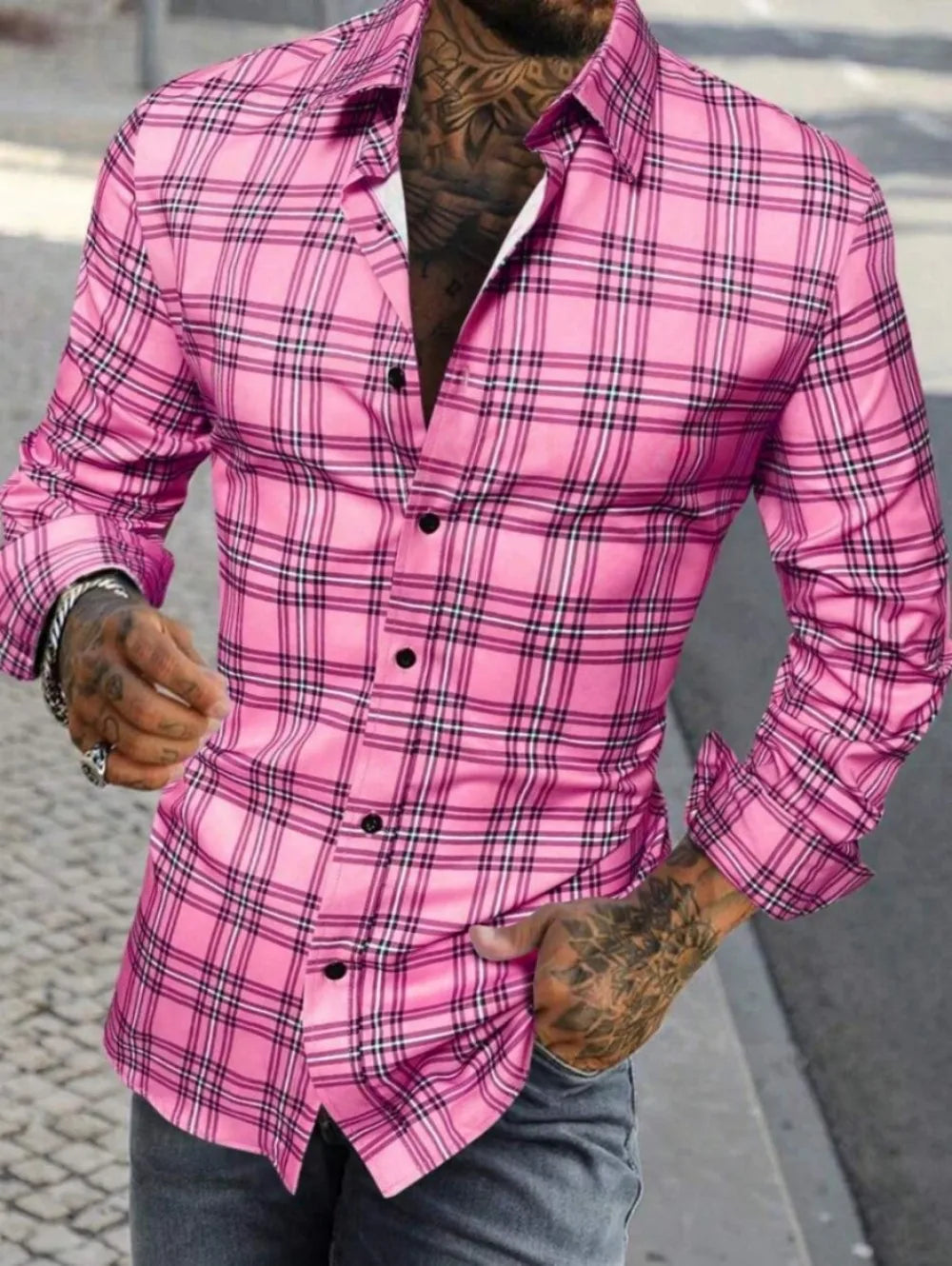 Chemise homme à carreaux en soie – CLEVI Paris