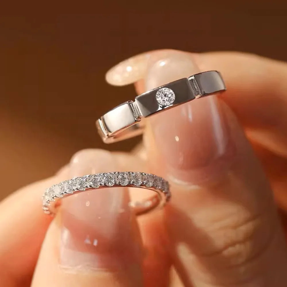 Ensemble Bagues Couple en Moissanite et Argent 925 – CLEVI Paris