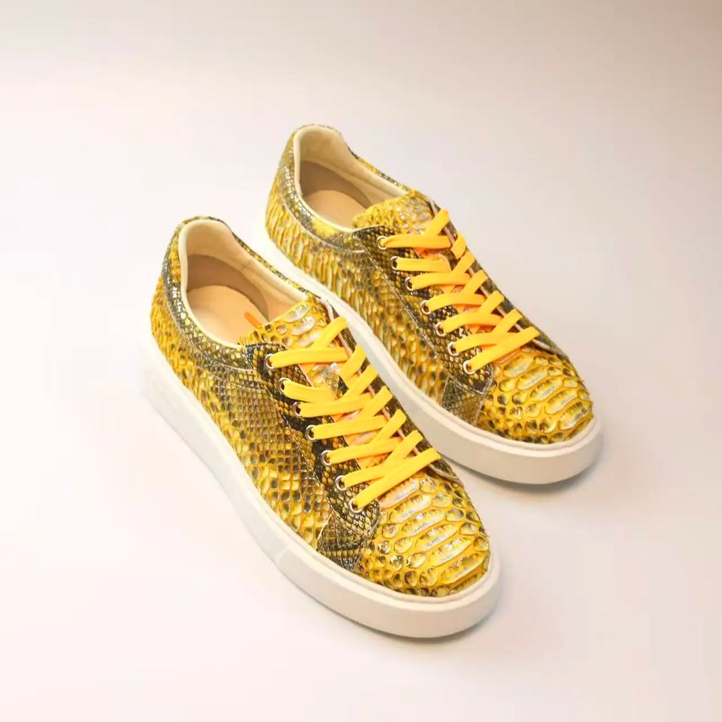 Sneakers basses homme jaunes à lacets – CLEVI Paris