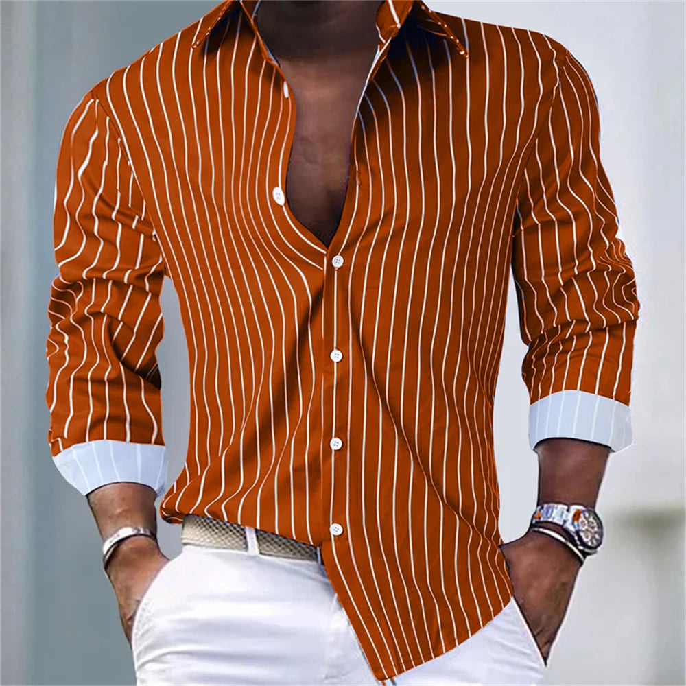 Chemise rayée homme manches longues – CLEVI Paris