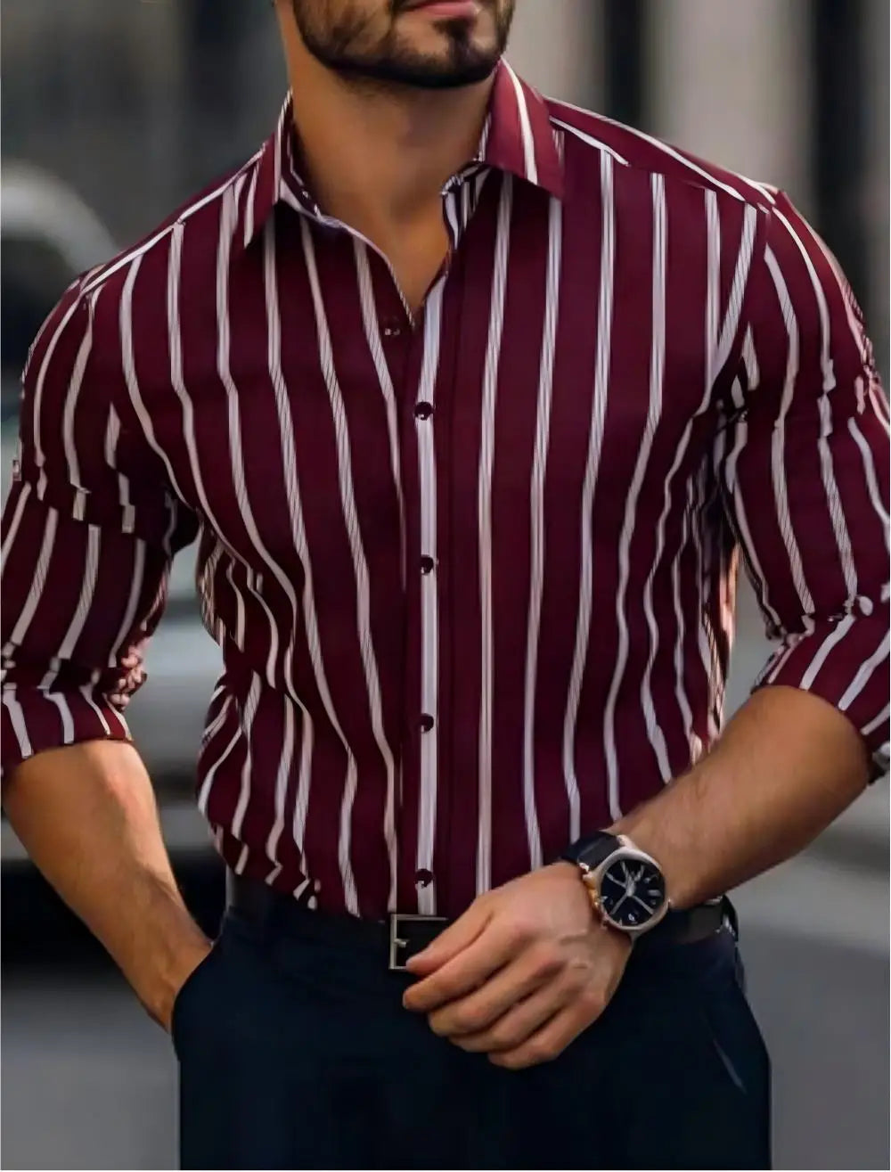 Chemise homme business rayée en soie – CLEVI Paris