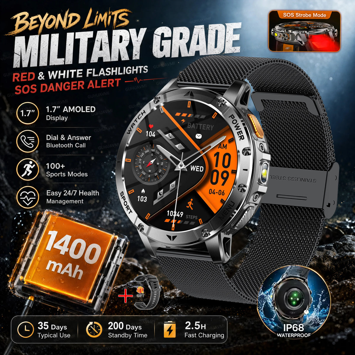 Montre AK112 AMOLED 1,7″ 1400 mAh – CLEVI Paris