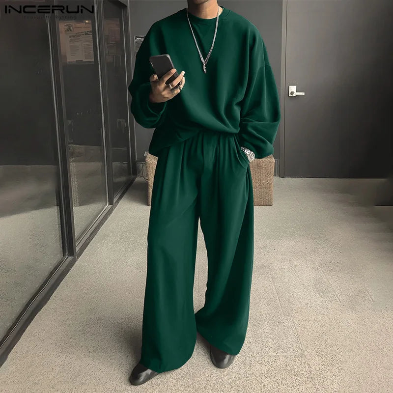 Ensemble 2 Pièces Homme T-Shirt Col Rond Manches Longues + Pantalon 7/8 Taille Élastique Casual Streetwear Oversize 3 Coloris – CLEVI Paris