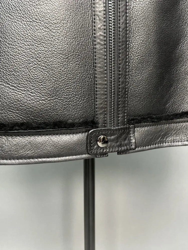 Blouson homme en cuir noir à capuche – CLEVI Paris