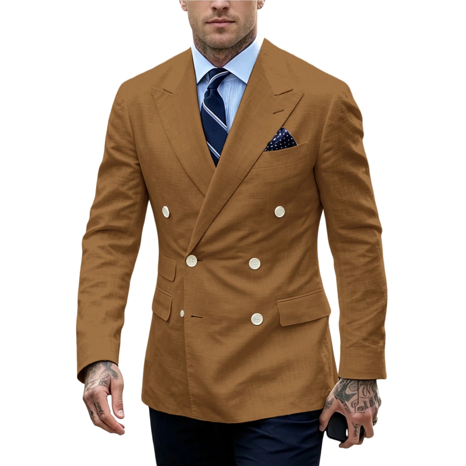 Blazer Homme Double Boutonnage Slim Fit Lin – CLEVI Paris