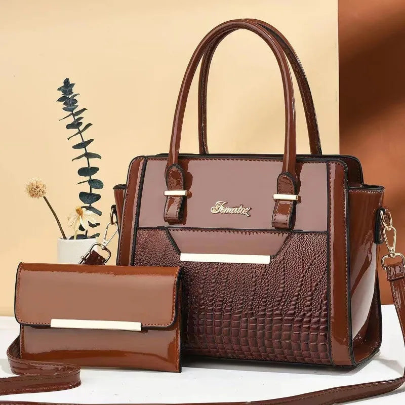 Coffret 2 Sacs Femme Cuir Verni Épaule + Croisé Fashion – CLEVI Paris