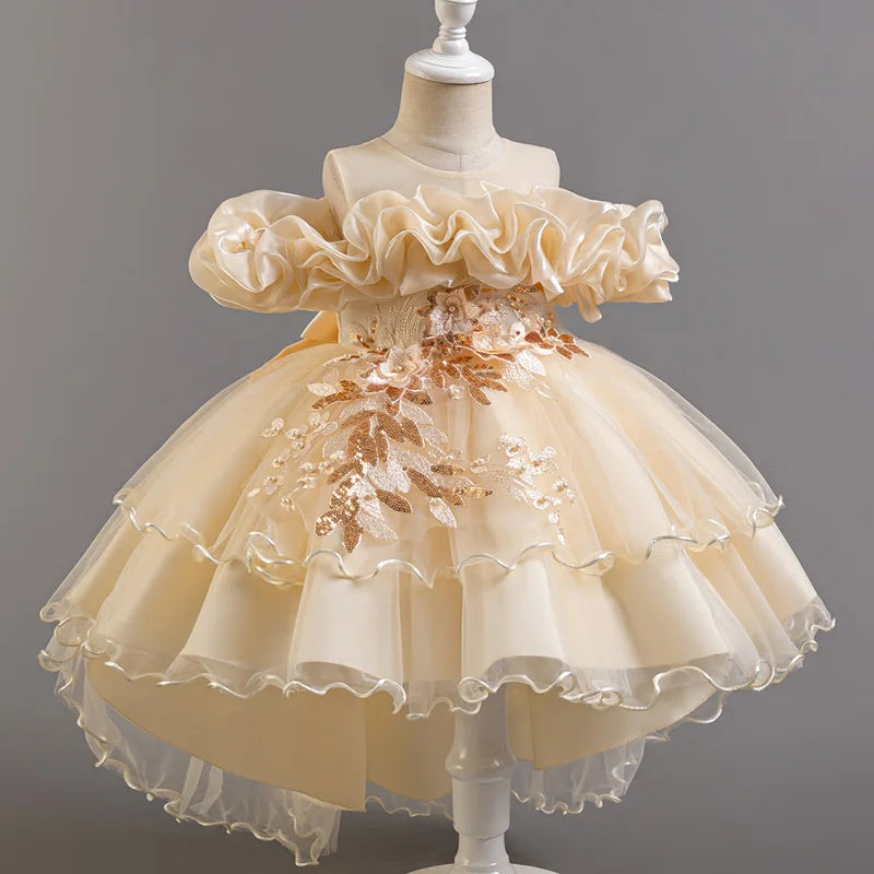Robe fille à paillettes T1326 – CLEVI Paris