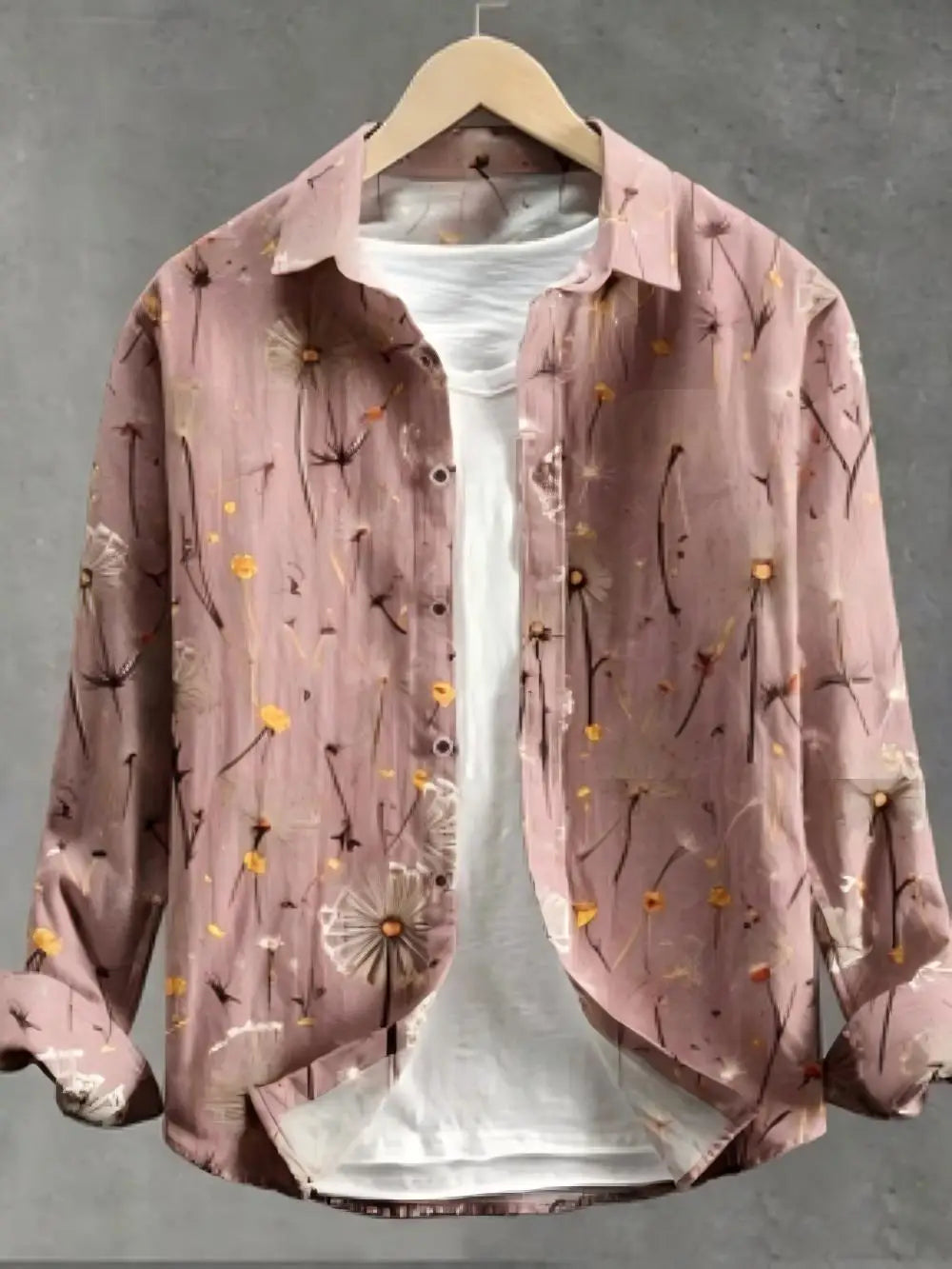 Chemise homme en lin motif pissenlit – CLEVI Paris