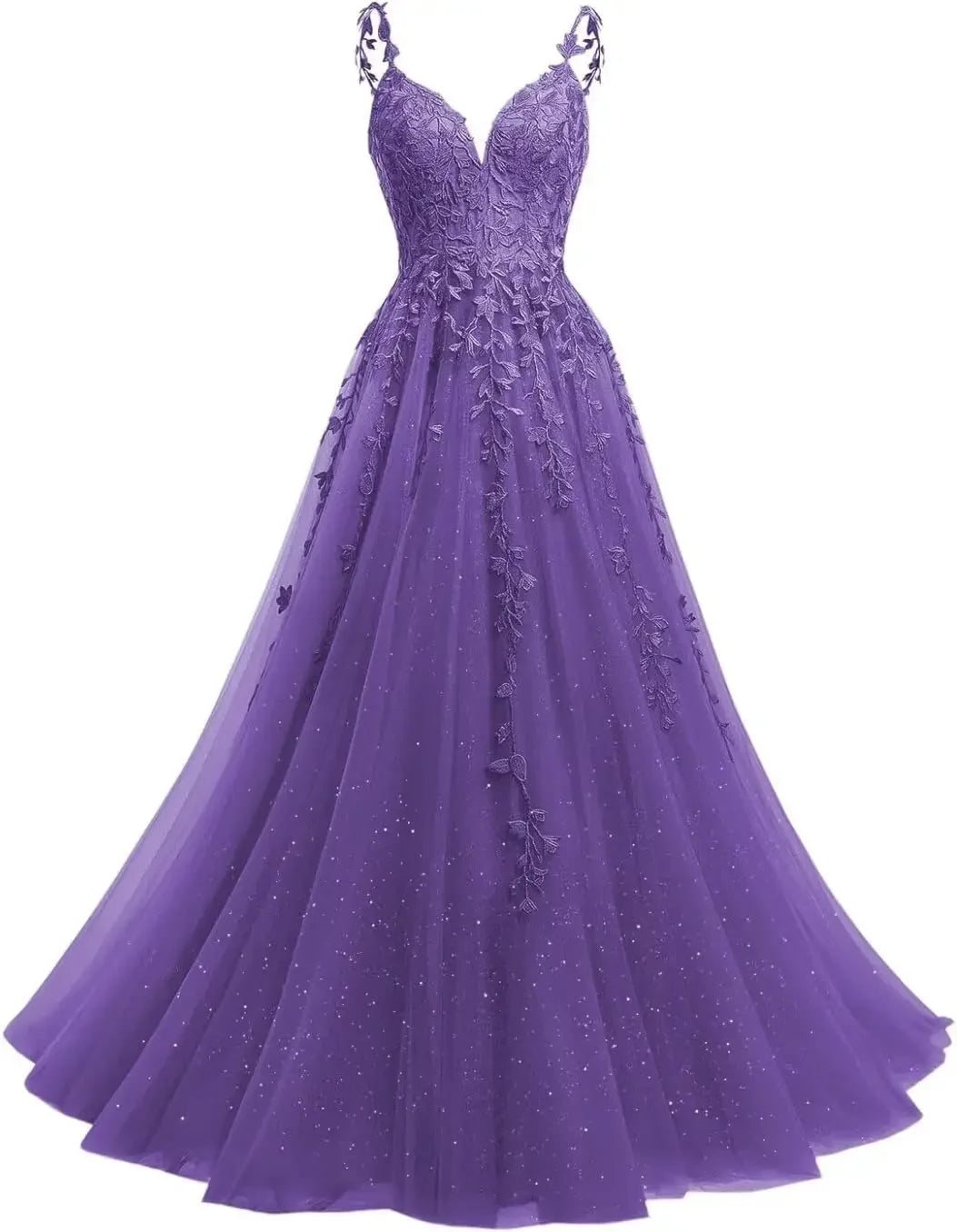 Robe de mariée en dentelle ligne A col V – CLEVI Paris